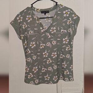 Vintage Rose Olive Floral Blouse